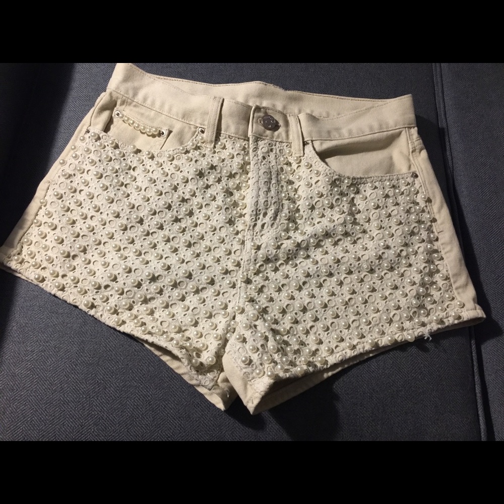 Beaded jean shorts